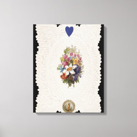 バレンタインの花を描くカード, c.1840 (色l) キャンバスプリント (正面)