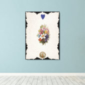バレンタインの花を描くカード, c.1840 (色l) キャンバスプリント (インサイチュ (ウッドフロア))