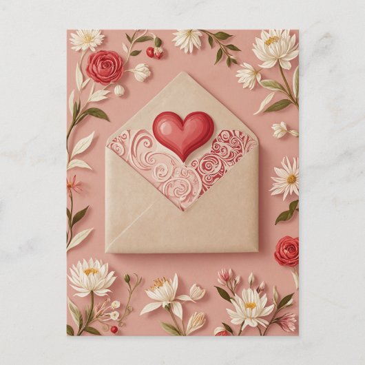 バレンタインの花咲く シーズンポストカード (正面)