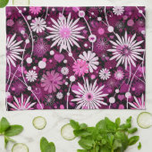 バレンタインの花柄パターン キッチンタオル (折り畳み)