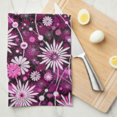 バレンタインの花柄パターン キッチンタオル (四つ折り)