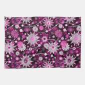 バレンタインの花柄パターン キッチンタオル (横)