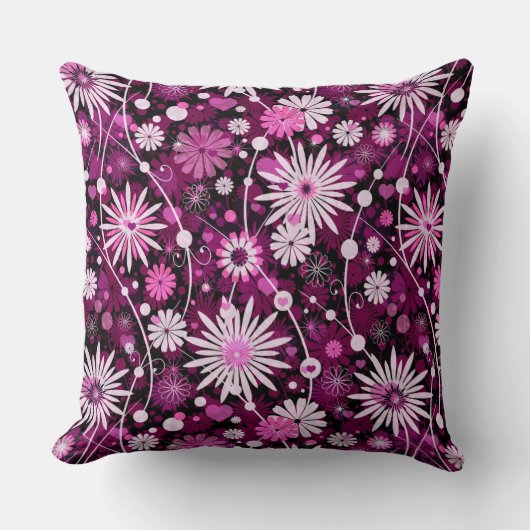 バレンタインの花柄パターン クッション (正面)