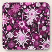 バレンタインの花柄パターン コースター (正面)