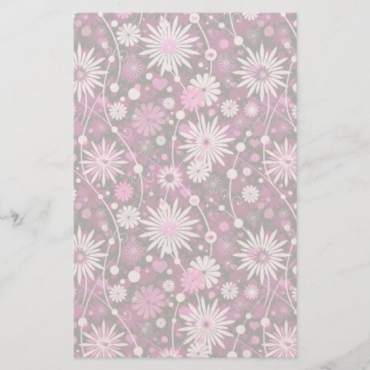 バレンタインの花柄パターン 便箋 (正面)