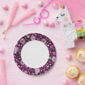 バレンタインの花柄 ペーパープレート (パーティー)