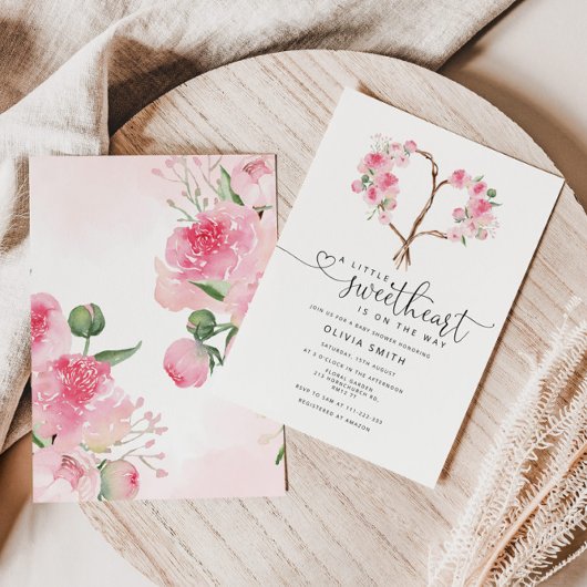 バレンタインの花飾りハートの芍薬（しゃくやく） 小さな愛の呼びかけ 招待状