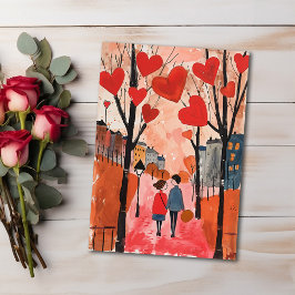 バレンタインの葉書 – 公園の散策 ポストカード