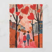 バレンタインの葉書 – 公園の散策 ポストカード (正面)