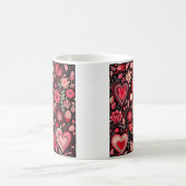 バレンタインの装飾ハートコラージュ コーヒーマグカップ (中央)