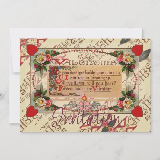 バレンタインの詩と花の招待状 招待状 (正面)