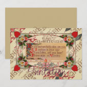 バレンタインの詩と花の招待状 招待状 (正面/裏面)