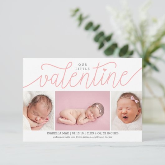 バレンタインの誕生日のお知らせ（写真あり） 招待状 (スタンド正面)