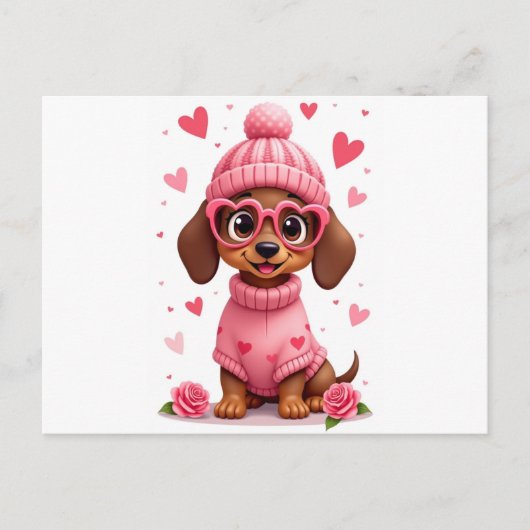 バレンタインの誕生日の犬 愛生活 ポストカード (正面)