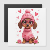 バレンタインの誕生日の犬 愛生活 マグネット招待状 (正面/裏面)