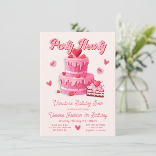バレンタインの誕生日パーティーハーティ 招待状 (スタンド正面)