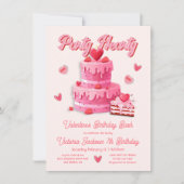 バレンタインの誕生日パーティーハーティ 招待状 (正面)