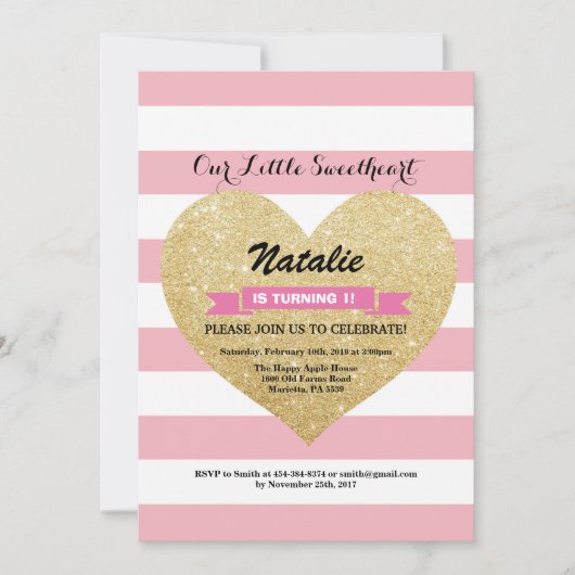 バレンタインの誕生日私達の小さい恋人 招待状 (正面)