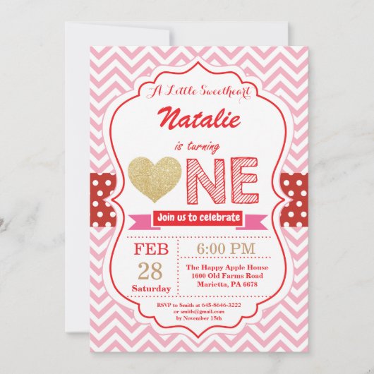 バレンタインの誕生日私達の小さい恋人 招待状 (正面)