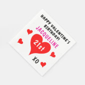 バレンタインの誕生日赤いハート名 スタンダードランチョンナプキン (角)