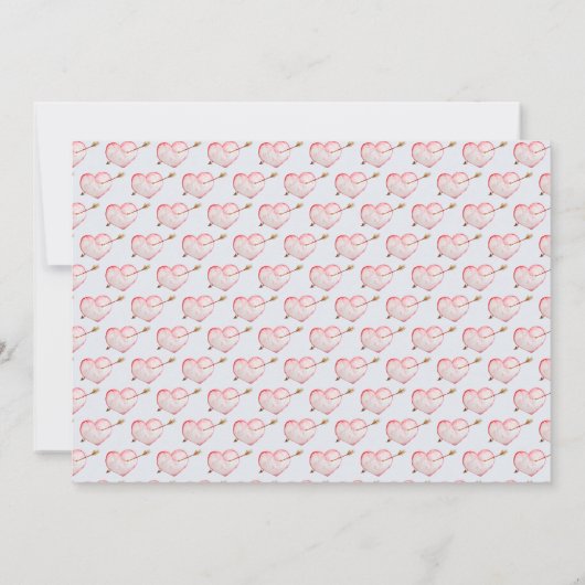 バレンタインの誕生発表カードハート矢印 案内状 (裏面)