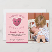 バレンタインの誕生発表カード甘いハート 案内状 (正面)