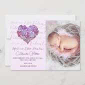 バレンタインの誕生発表カードRomantic 案内状 (正面)