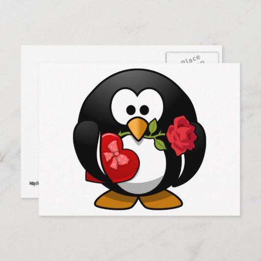 バレンタインの贈り物でペンギンを愛で襲った シーズンポストカード (正面/裏面)