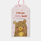 バレンタインの贈り物ラベルとテディベア ギフトタグ (正面)