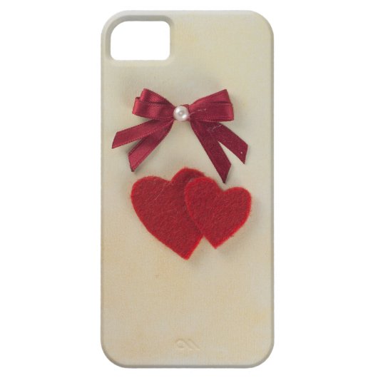 バレンタインの赤いハートと弓をパーソナライズ Case-Mate iPhoneケース (裏面)
