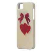 バレンタインの赤いハートと弓をパーソナライズ Case-Mate iPhoneケース (裏面左)