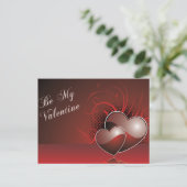 バレンタインの赤いバレンタイン葉書にする シーズンポストカード (スタンド正面)