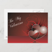 バレンタインの赤いバレンタイン葉書にする シーズンポストカード (正面/裏面)