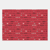 バレンタインの赤いピンクのハート矢印（手描き） ラッピングペーパーシート (正面)