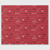 バレンタインの赤いピンクのハート矢印（手描き） ラッピングペーパー (フラット)