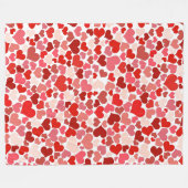 バレンタインの赤いピンクのハート フリースブランケット (正面(横))