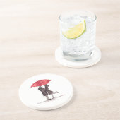 バレンタインの赤い傘とロマンチックなカップル コースター (側面)