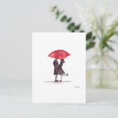 バレンタインの赤い傘とロマンチックなカップル シーズンポストカード (スタンド正面)