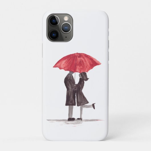 バレンタインの赤い傘とロマンチックなカップル Case-Mate iPhoneケース (裏)