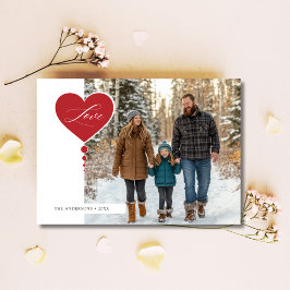 バレンタインの赤い書道ラブファミリーフォトカード シーズンカード