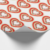 バレンタインの赤い花のレースハート ラッピングペーパー (角)