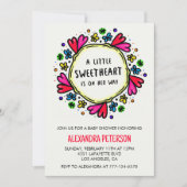 バレンタインの赤ちゃんシャワーお洒落ハート 招待状 (正面)