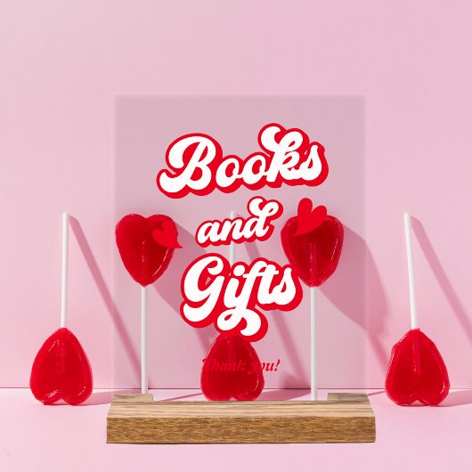 バレンタインの赤ちゃんシャワーの本とプレゼント アクリルサイン