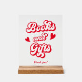 バレンタインの赤ちゃんシャワーの本とプレゼント アクリルサイン (正面)