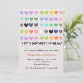 バレンタインの赤ちゃんシャワーカラフル甘いハート 招待状 (スタンド正面)