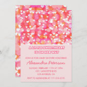 バレンタインの赤ちゃんシャワー招待かわいいピンク 招待状 (正面/裏面)