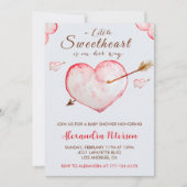 バレンタインの赤ちゃんシャワー招待ハート矢印 招待状 (正面)