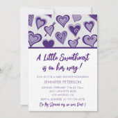 バレンタインの赤ちゃんシャワー招待女 招待状 (正面)