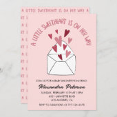 バレンタインの赤ちゃんシャワー招待状封筒ハート 招待状 (正面/裏面)