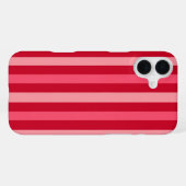 バレンタインの赤とピンクのストライプ  iPhoneケース (裏面横)